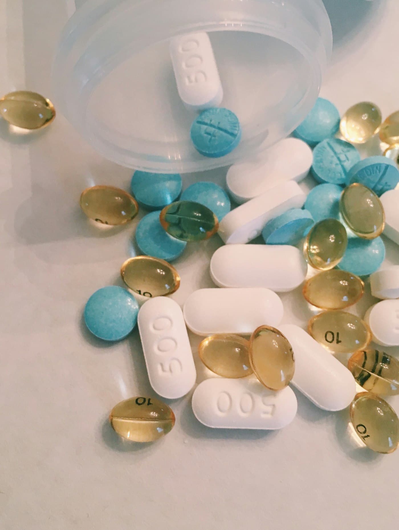 Natural herbal capsules close-up